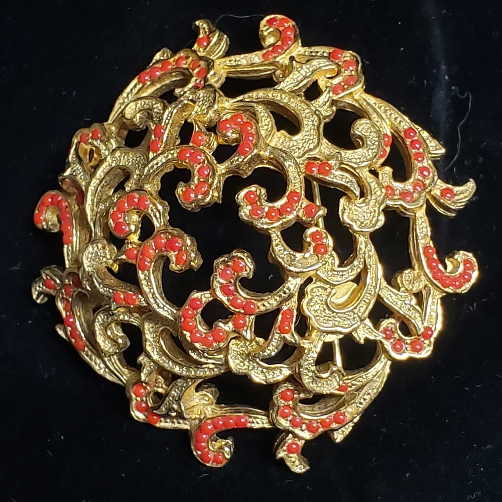 Vintage DeNicola Domed Cabashon Brooch Pin